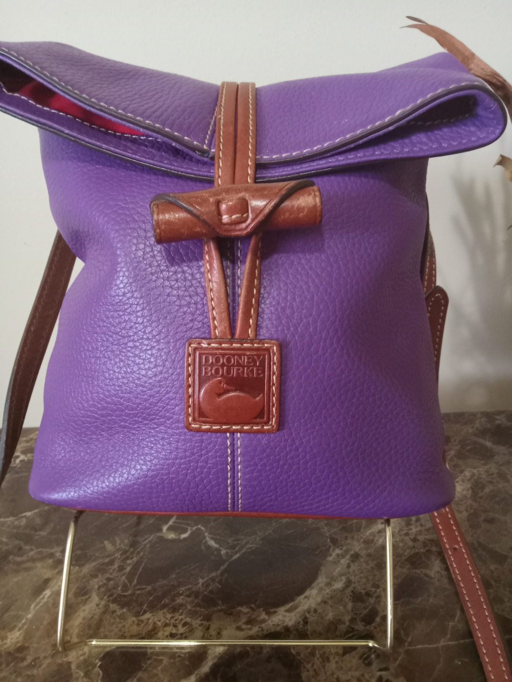 Dooney & Bourke Purple Pebbled Leather Crossbody Bag EUC - Picture 4 of 16
